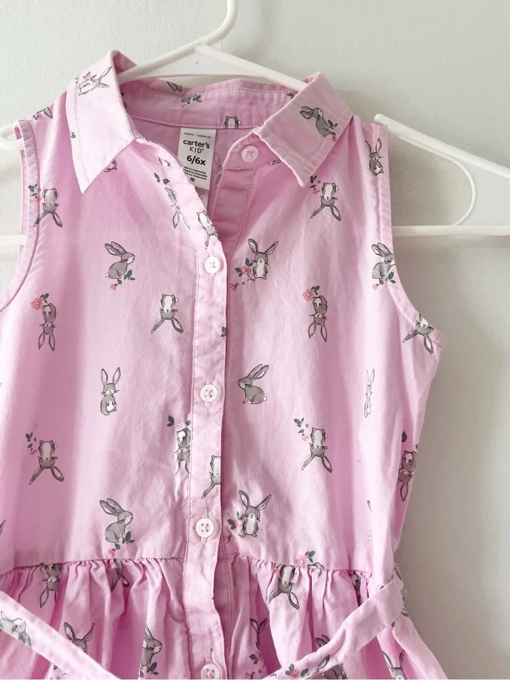 Carter’s Pink Bunny Rabbit Collared Polo Dress | Size 6